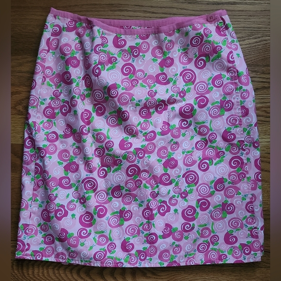 Lilly Pulitzer Reversible Pink Snail/ Green Palm&Pink Elifant Wrap Skirt… - Picture 5 of 11